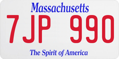 MA license plate 7JP990