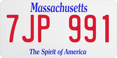MA license plate 7JP991