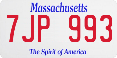 MA license plate 7JP993