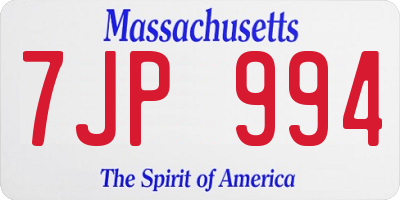 MA license plate 7JP994