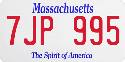 MA license plate 7JP995