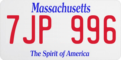 MA license plate 7JP996