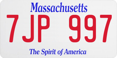 MA license plate 7JP997