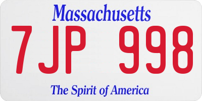 MA license plate 7JP998