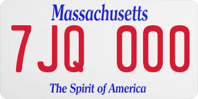 MA license plate 7JQ000