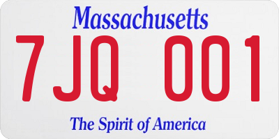 MA license plate 7JQ001