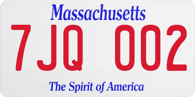 MA license plate 7JQ002