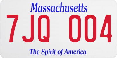 MA license plate 7JQ004