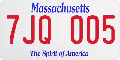 MA license plate 7JQ005