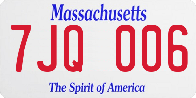 MA license plate 7JQ006
