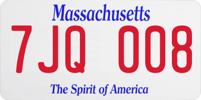 MA license plate 7JQ008