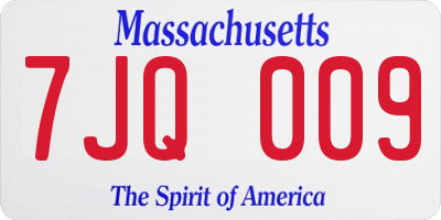 MA license plate 7JQ009