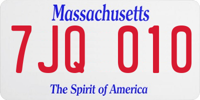 MA license plate 7JQ010