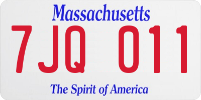MA license plate 7JQ011