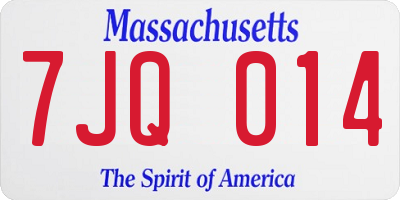 MA license plate 7JQ014