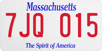 MA license plate 7JQ015