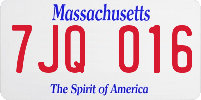 MA license plate 7JQ016