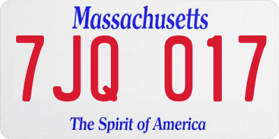 MA license plate 7JQ017