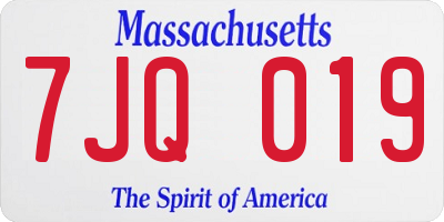 MA license plate 7JQ019