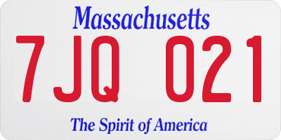 MA license plate 7JQ021