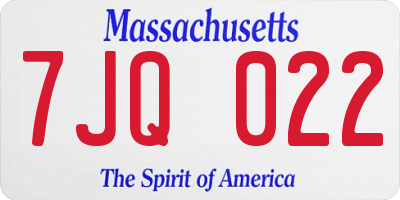 MA license plate 7JQ022