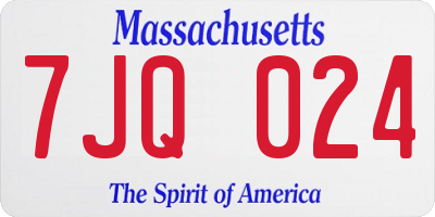 MA license plate 7JQ024