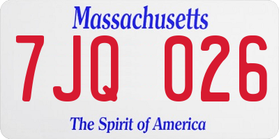 MA license plate 7JQ026