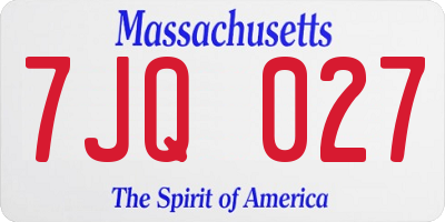MA license plate 7JQ027