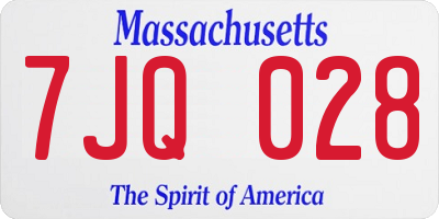 MA license plate 7JQ028