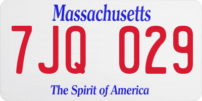 MA license plate 7JQ029