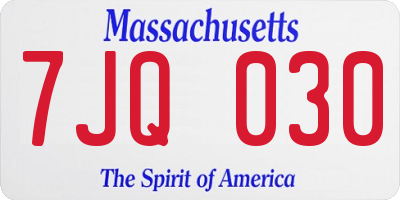 MA license plate 7JQ030