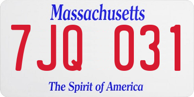 MA license plate 7JQ031