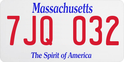 MA license plate 7JQ032