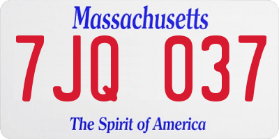 MA license plate 7JQ037