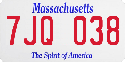 MA license plate 7JQ038