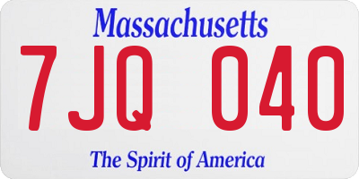 MA license plate 7JQ040