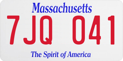 MA license plate 7JQ041