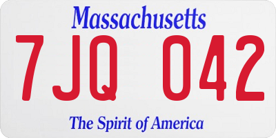 MA license plate 7JQ042