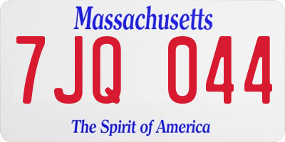 MA license plate 7JQ044