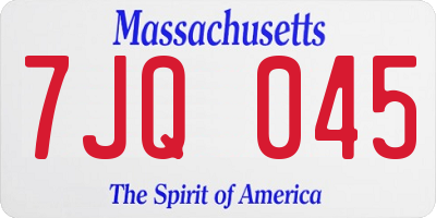 MA license plate 7JQ045