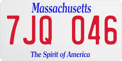 MA license plate 7JQ046