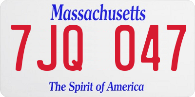 MA license plate 7JQ047