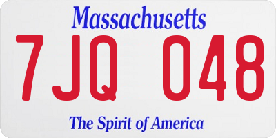 MA license plate 7JQ048