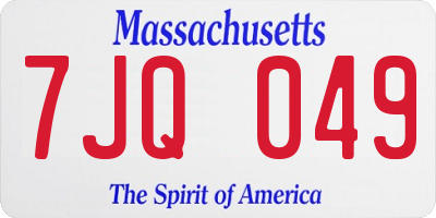 MA license plate 7JQ049