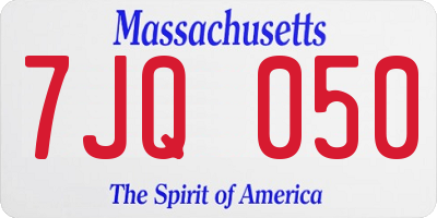 MA license plate 7JQ050