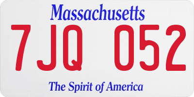 MA license plate 7JQ052