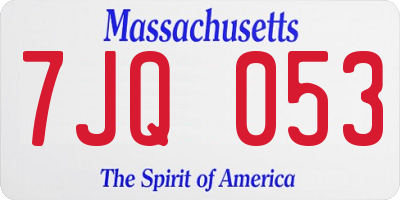 MA license plate 7JQ053