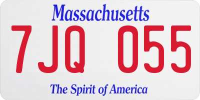 MA license plate 7JQ055