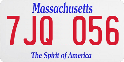 MA license plate 7JQ056