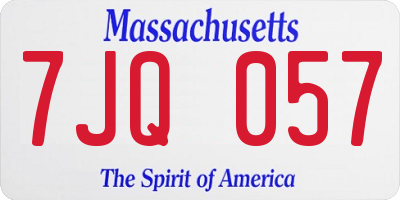 MA license plate 7JQ057